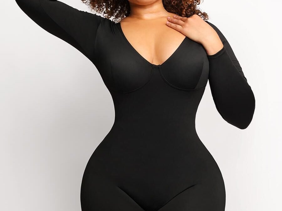 Chic V-Neck Mid-Thigh Body Shaper
