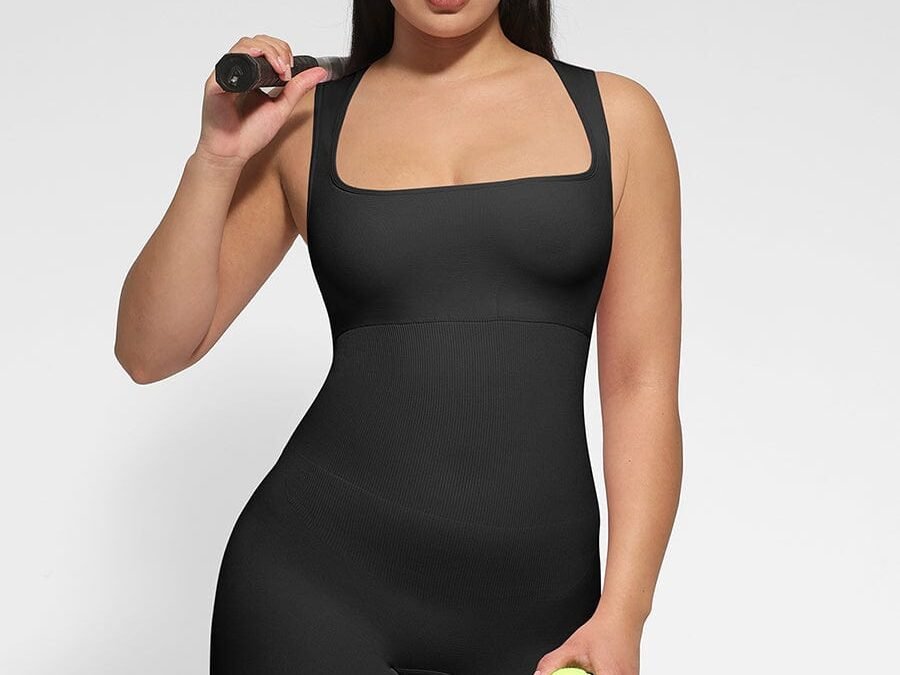 Eco Chic Square Neck Shaping Jumpsuit