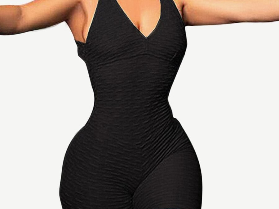 Green Backless Sports Jumpsuit