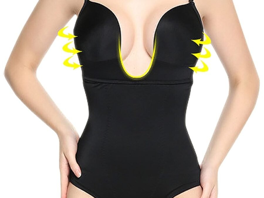 Black U-Plunge Tummy Shaping Bodysuit