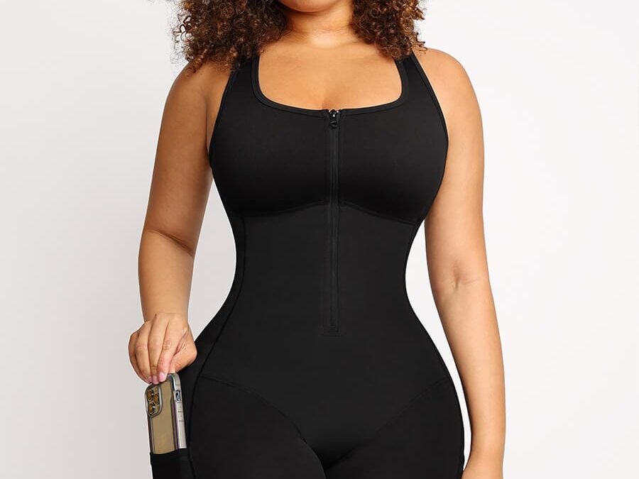 Stretch Fit Full-Body Shaper Jumpsuit with Pockets