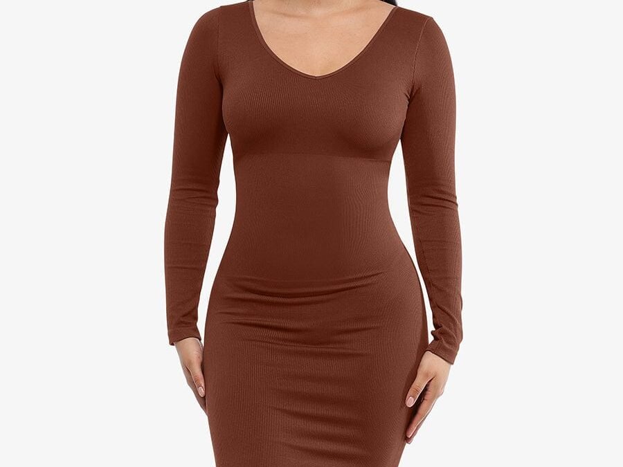 Eco-Friendly V-Neck Waist Shaper Dress
