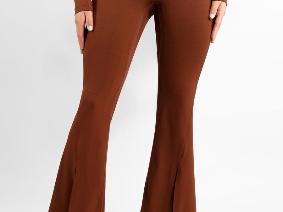High Rise Flare Shapewear Pants with Split Hem