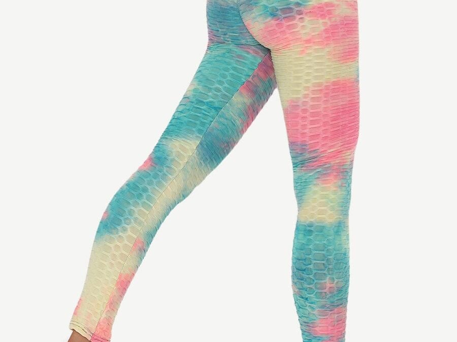 Deep Blue Tie-Dye High-Waisted Yoga Leggings