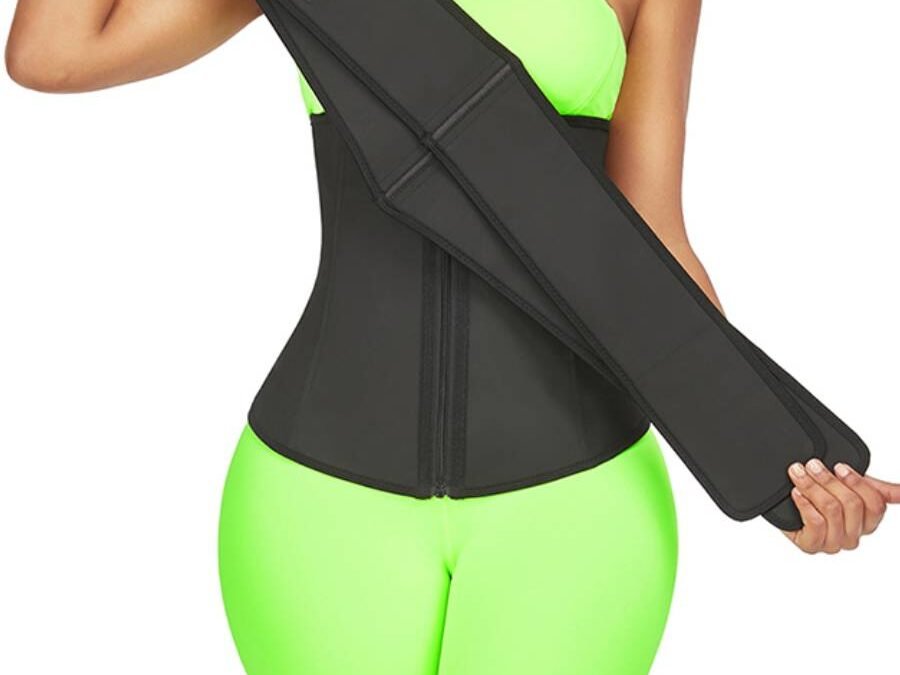 Black Double Belt Steel Boned Waist Cincher