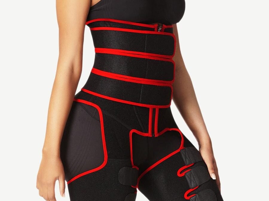 Black Neoprene Waist & Thigh Shaper with 3 Belts