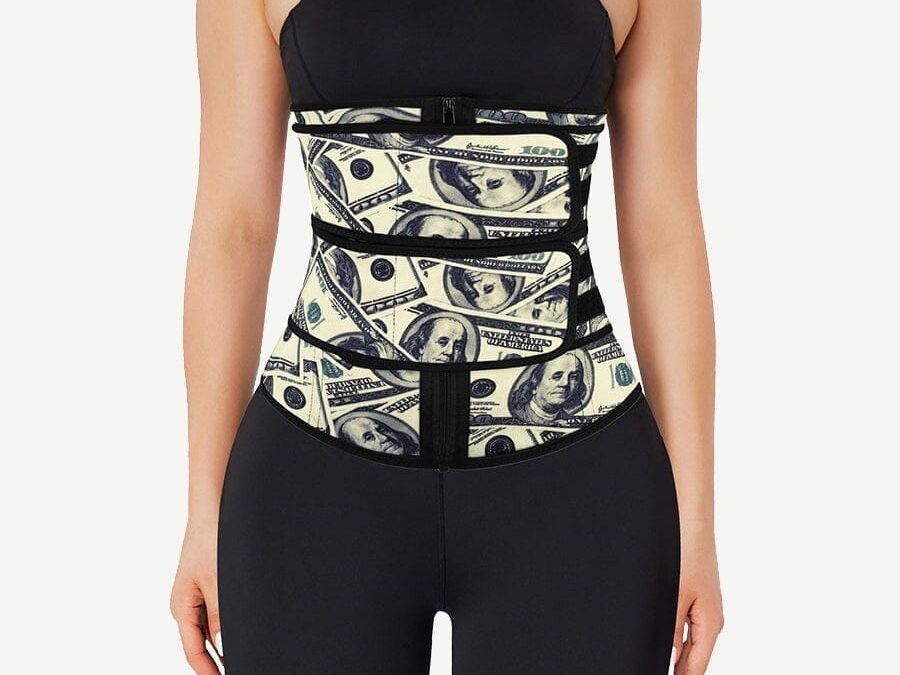 Double-Belt Latex Waist Trainer with Dollar Design