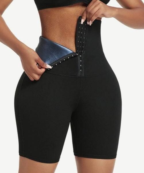 Dark Blue High Waisted Neoprene Sculpting Shorts
